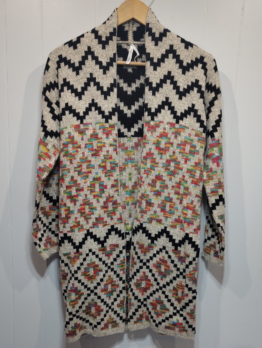 Dreamers by Debut Southwestern Aztec Open Front Cardigan Sweater Size XS